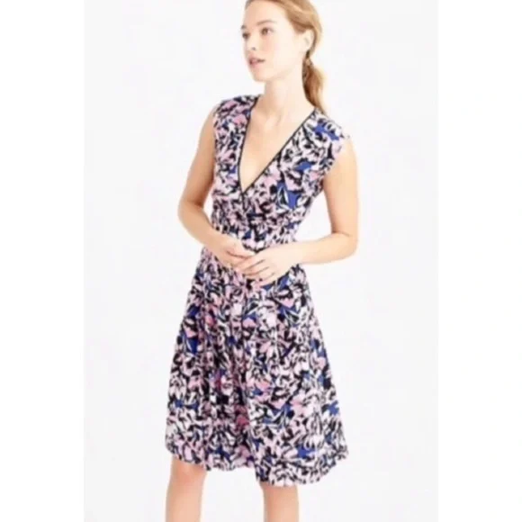 J. Crew Silk Hibiscus Print Dress NWT - Picture 2 of 7